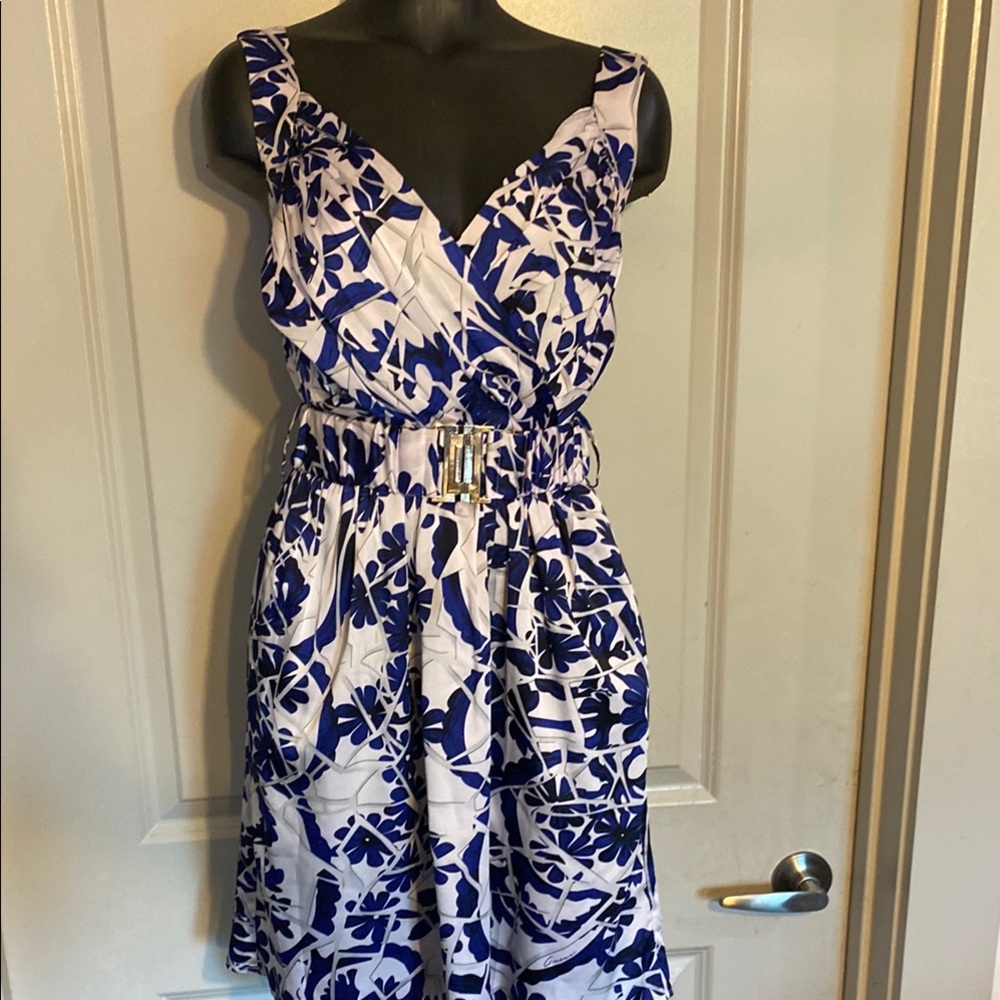 Gucci Blue and White Floral Midi Dress